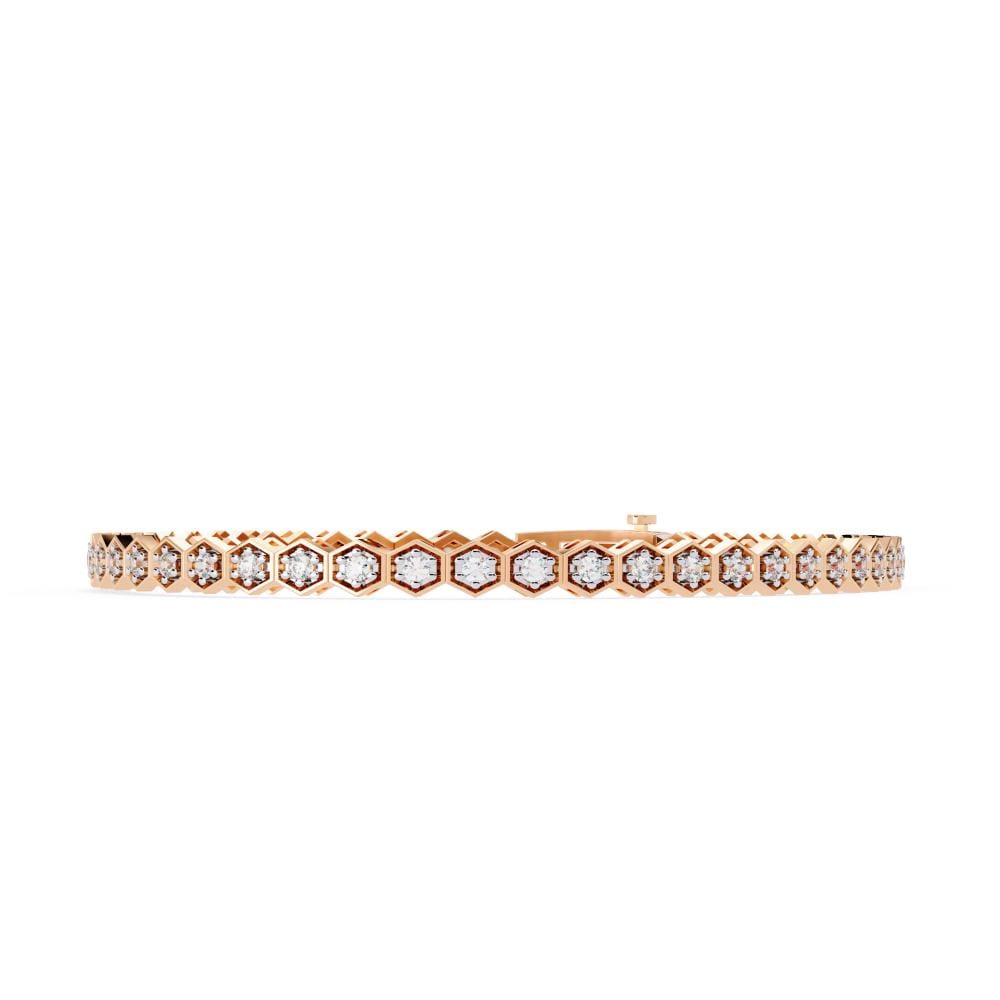 Hexagon Shape With Round Tennis Moissanite Bracelet - Image 2