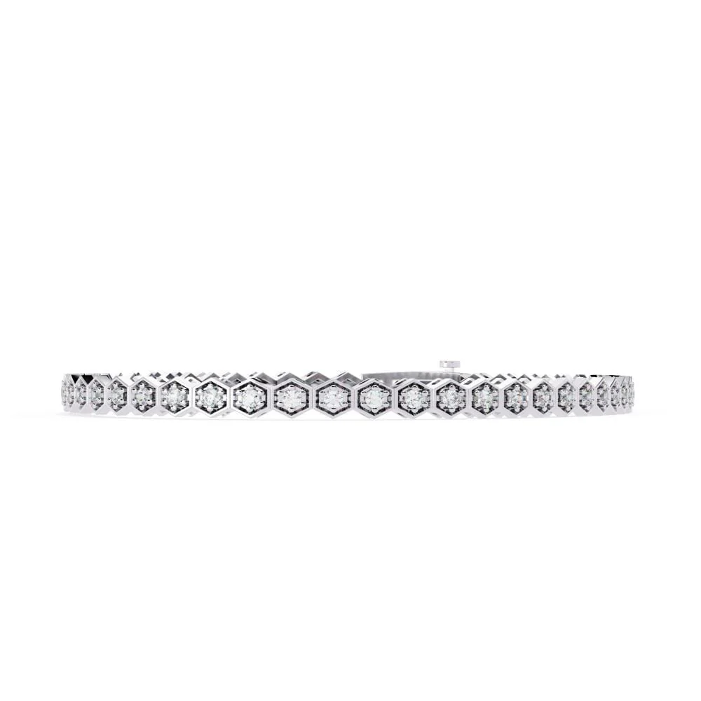 Hexagon Shape With Round Tennis Moissanite Bracelet - Image 3