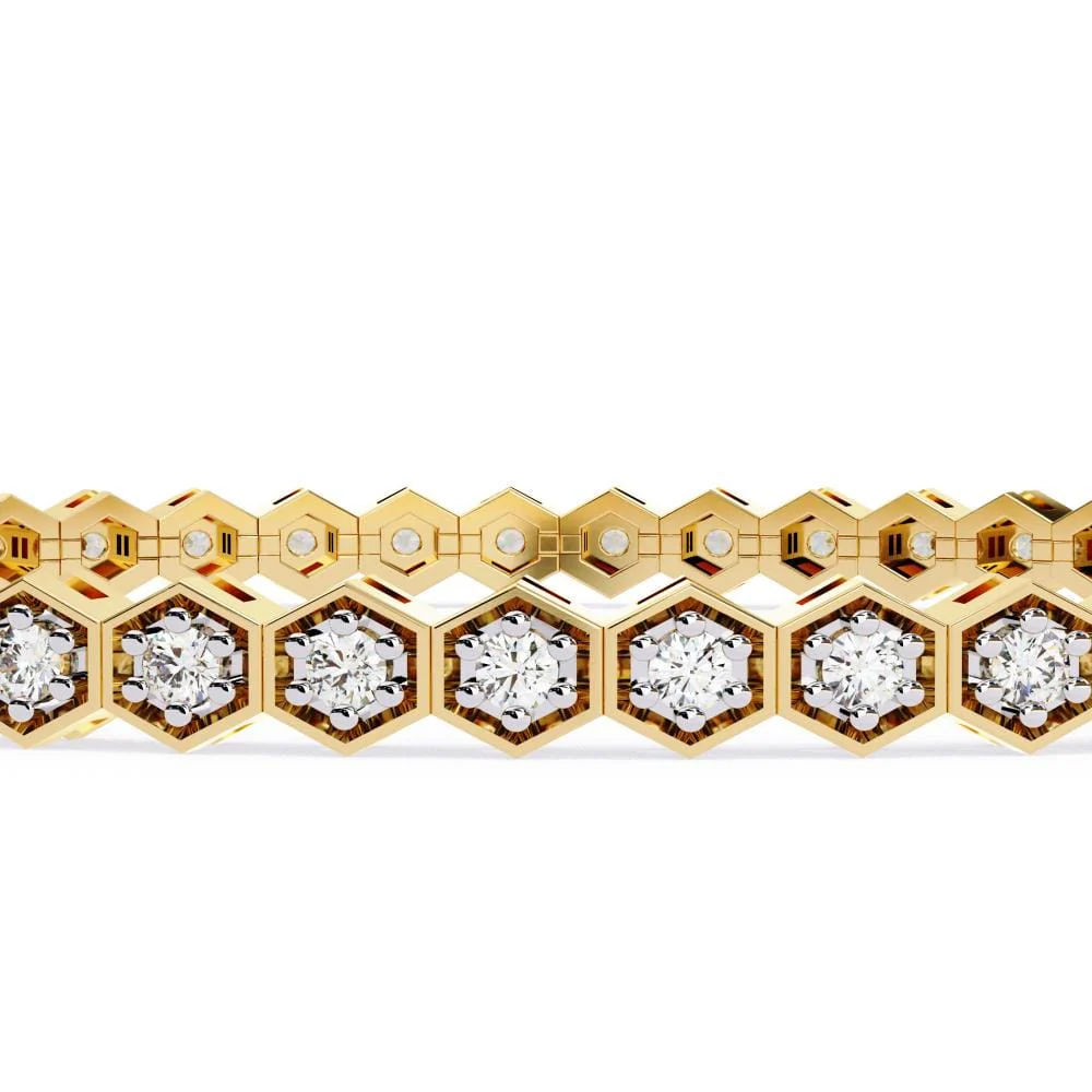 Hexagon Shape With Round Tennis Moissanite Bracelet - Image 4