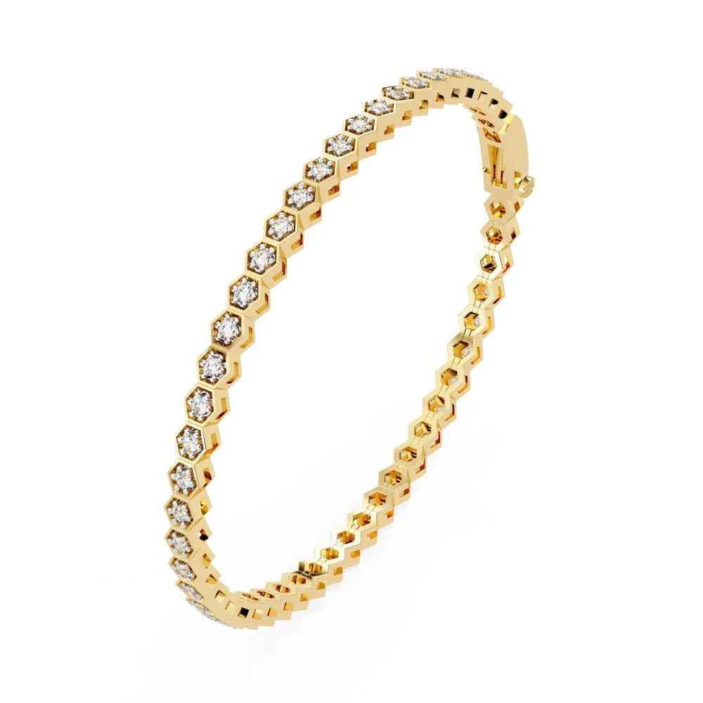Hexagon Shape With Round Tennis Moissanite Bracelet - Image 5