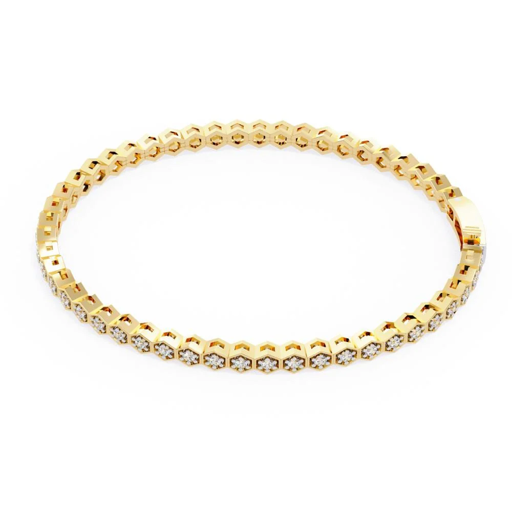 Hexagon Shape With Round Tennis Moissanite Bracelet - Image 6