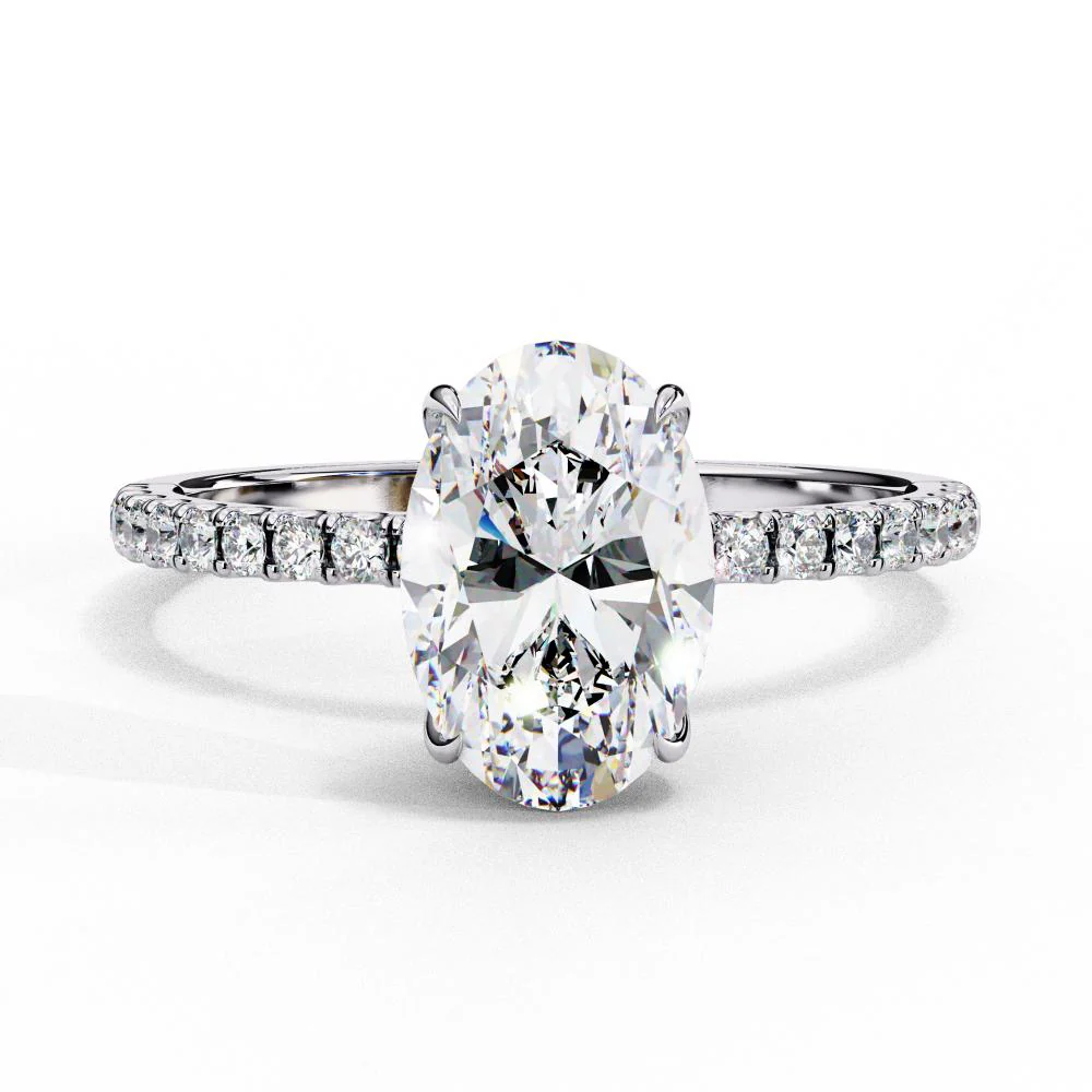 Oval Hidden Halo with Pave Engagement ring - Image 3