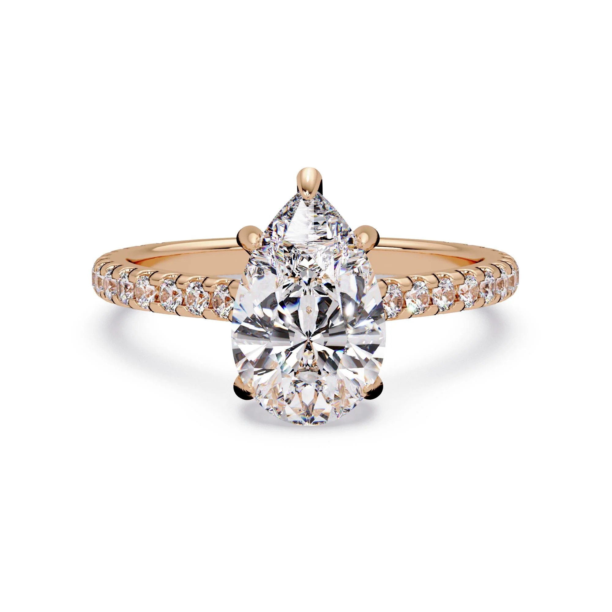 Hidden Halo Pear with Pave Engagement ring - Image 2