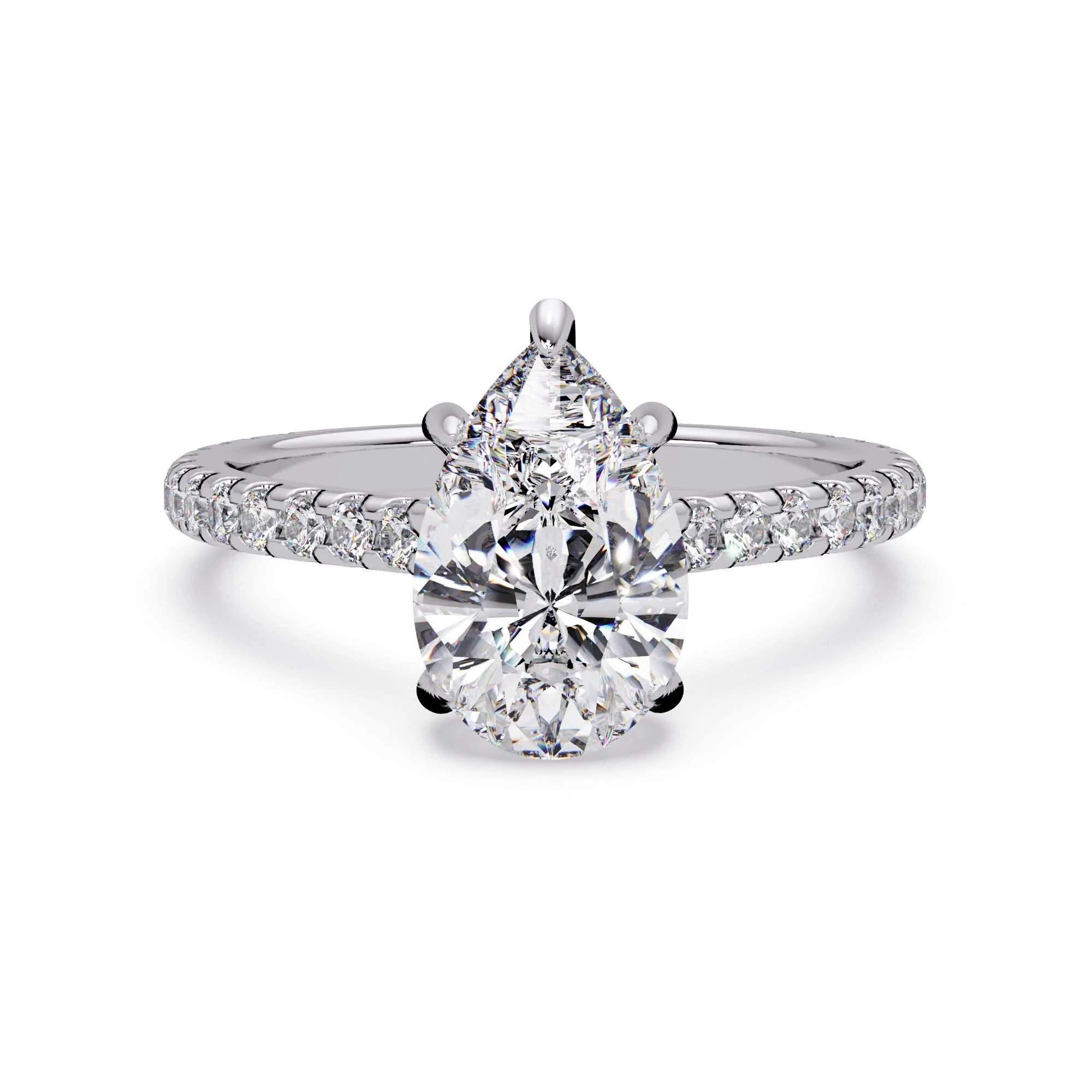 Hidden Halo Pear with Pave Engagement ring - Image 3