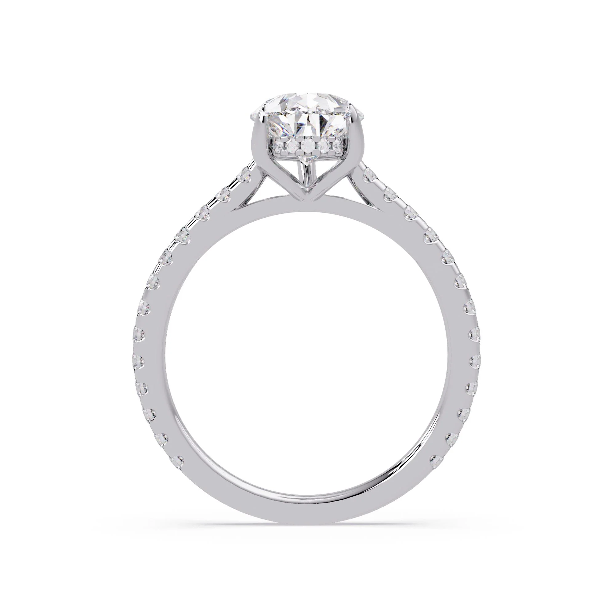 Hidden Halo Pear with Pave Engagement ring - Image 6