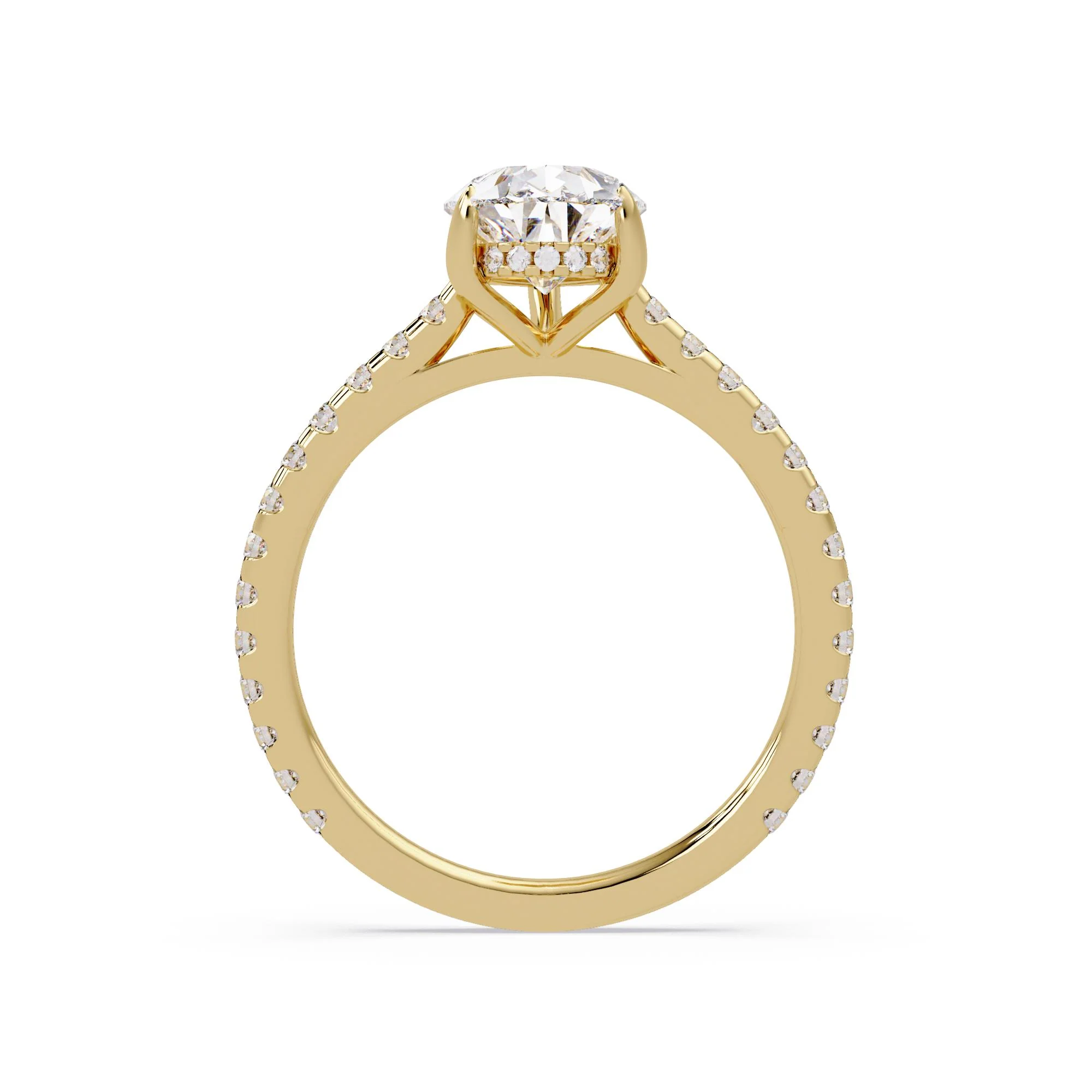 Hidden Halo Pear with Pave Engagement ring - Image 7