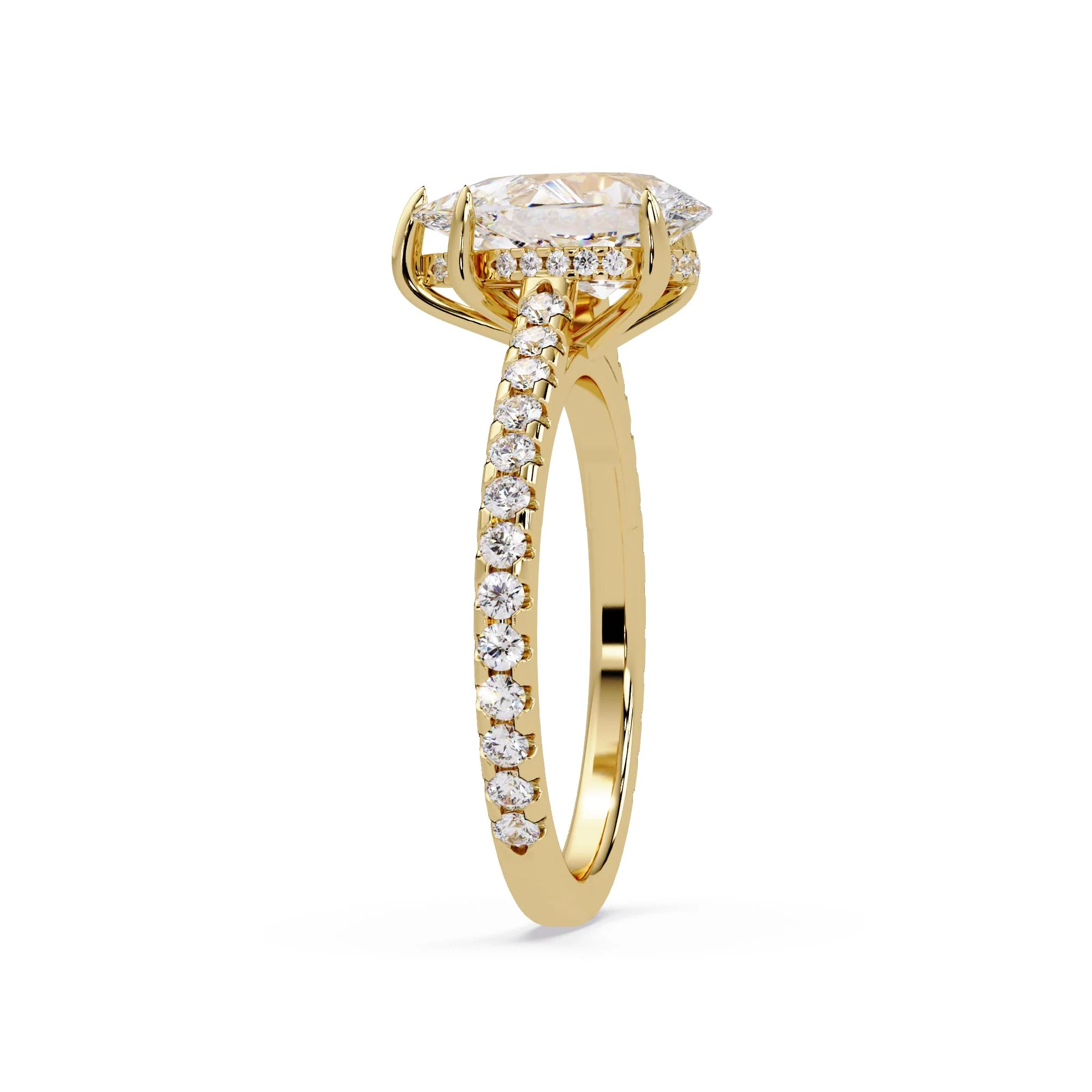 Hidden Halo Pear with Pave Engagement ring - Image 8