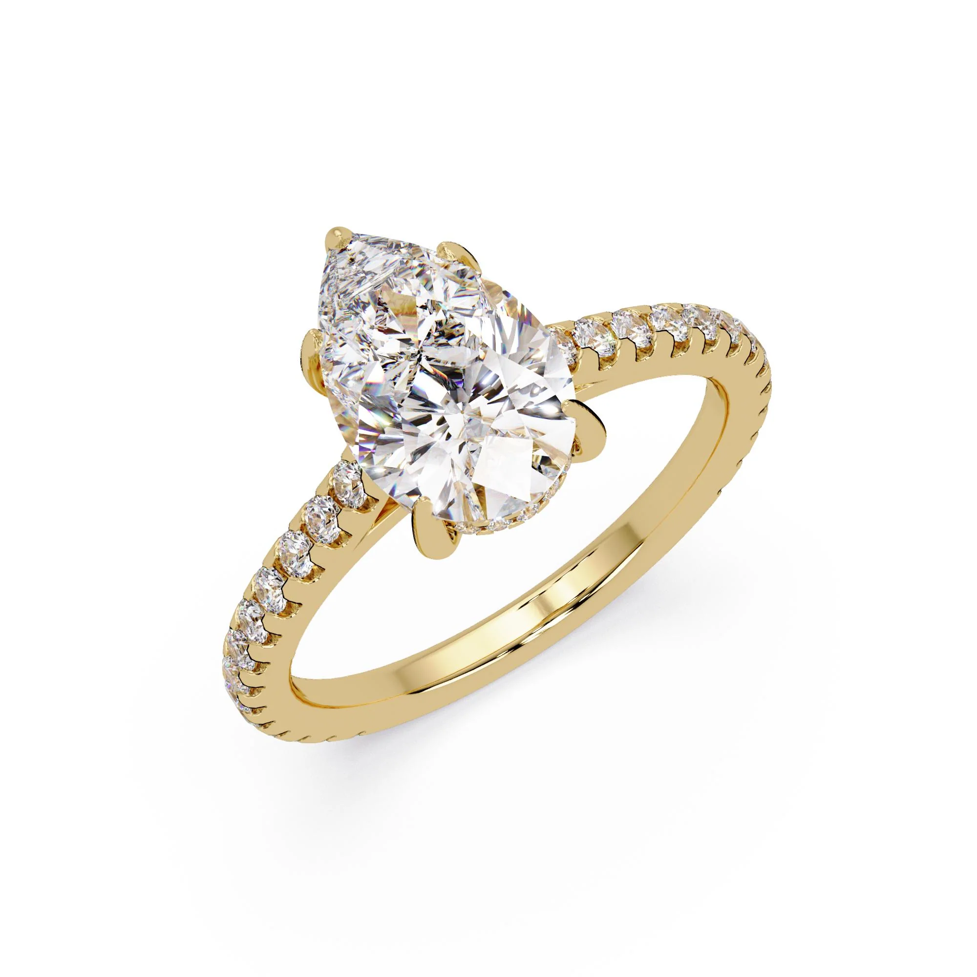 Hidden Halo Pear with Pave Engagement ring - Image 9