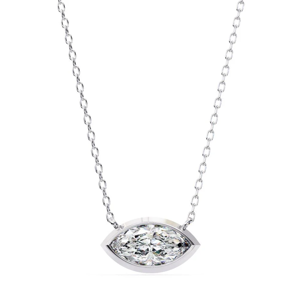 Marquise Bezel Set Pendant with Chain - Image 3