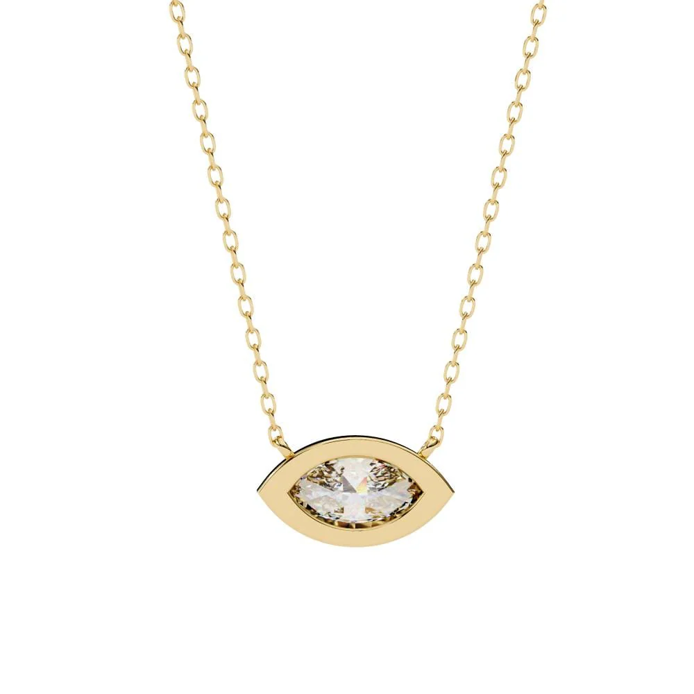 Marquise Bezel Set Pendant with Chain - Image 8