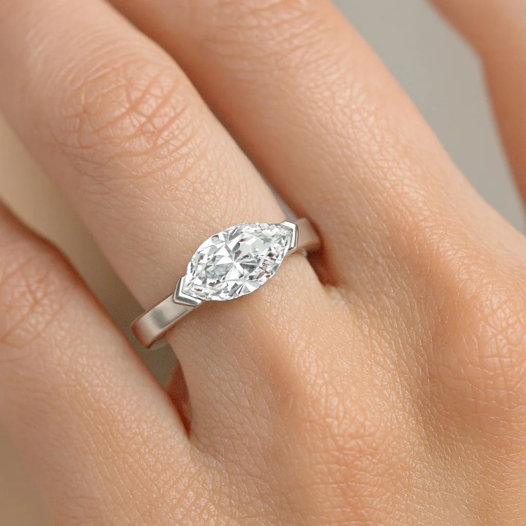 Marquise East West Engagement Ring - Image 4
