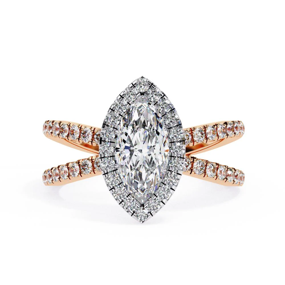 Marquise Halo with Split Shank Engagement Ring - Image 2