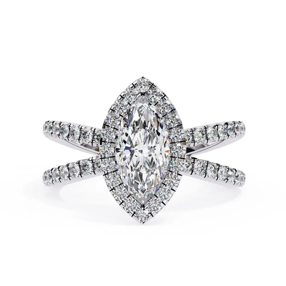 Marquise Halo with Split Shank Engagement Ring - Image 3