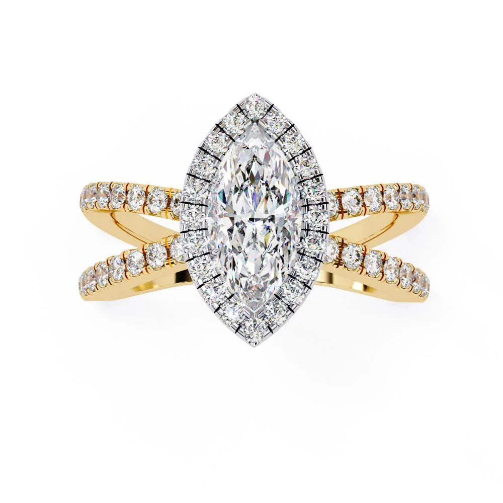 Marquise Halo with Split Shank Engagement Ring - Image 5