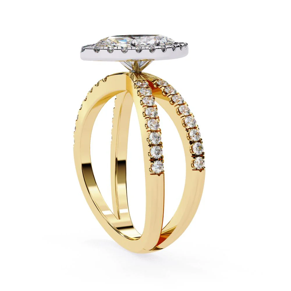 Marquise Halo with Split Shank Engagement Ring - Image 6
