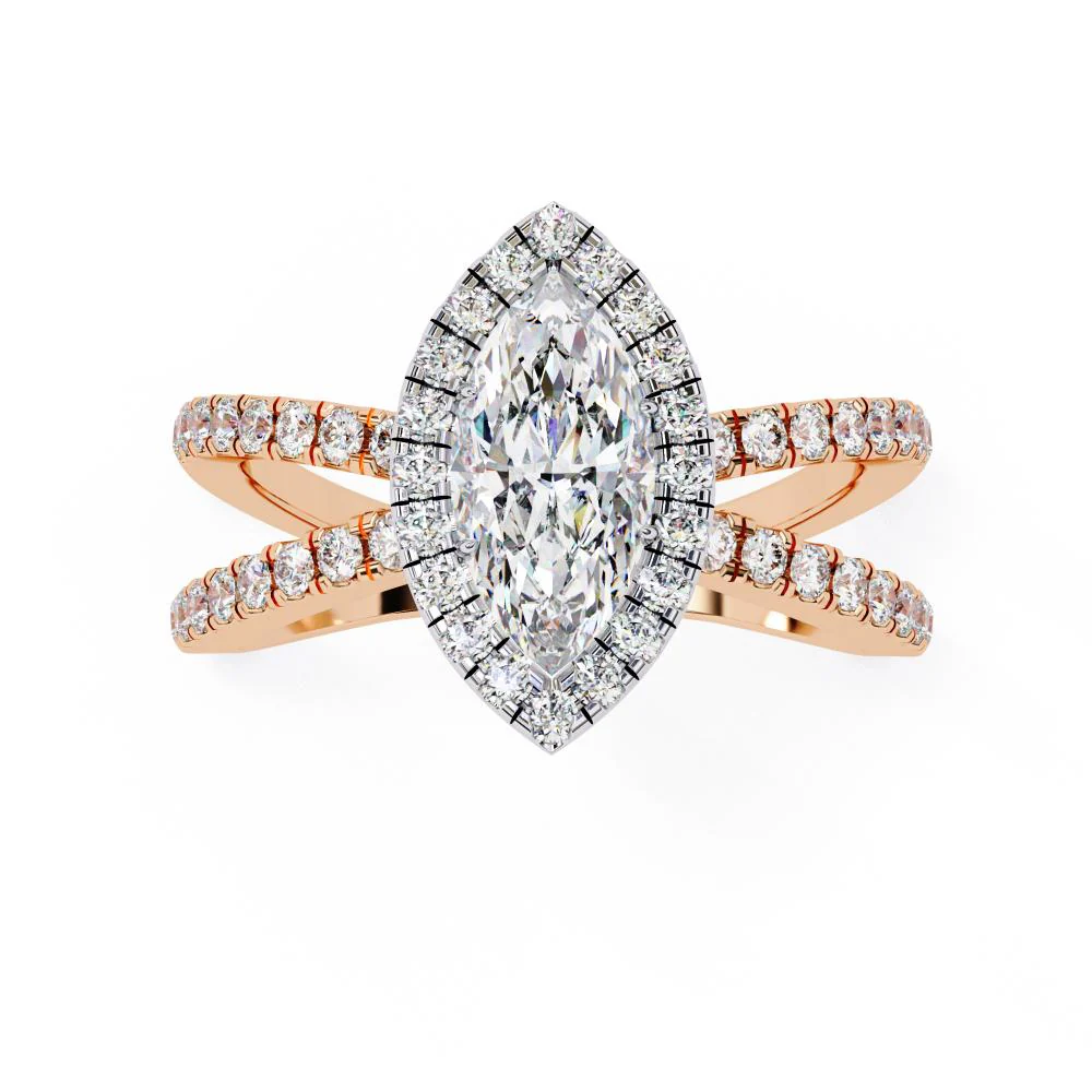 Marquise Halo with Split Shank Engagement Ring - Image 8