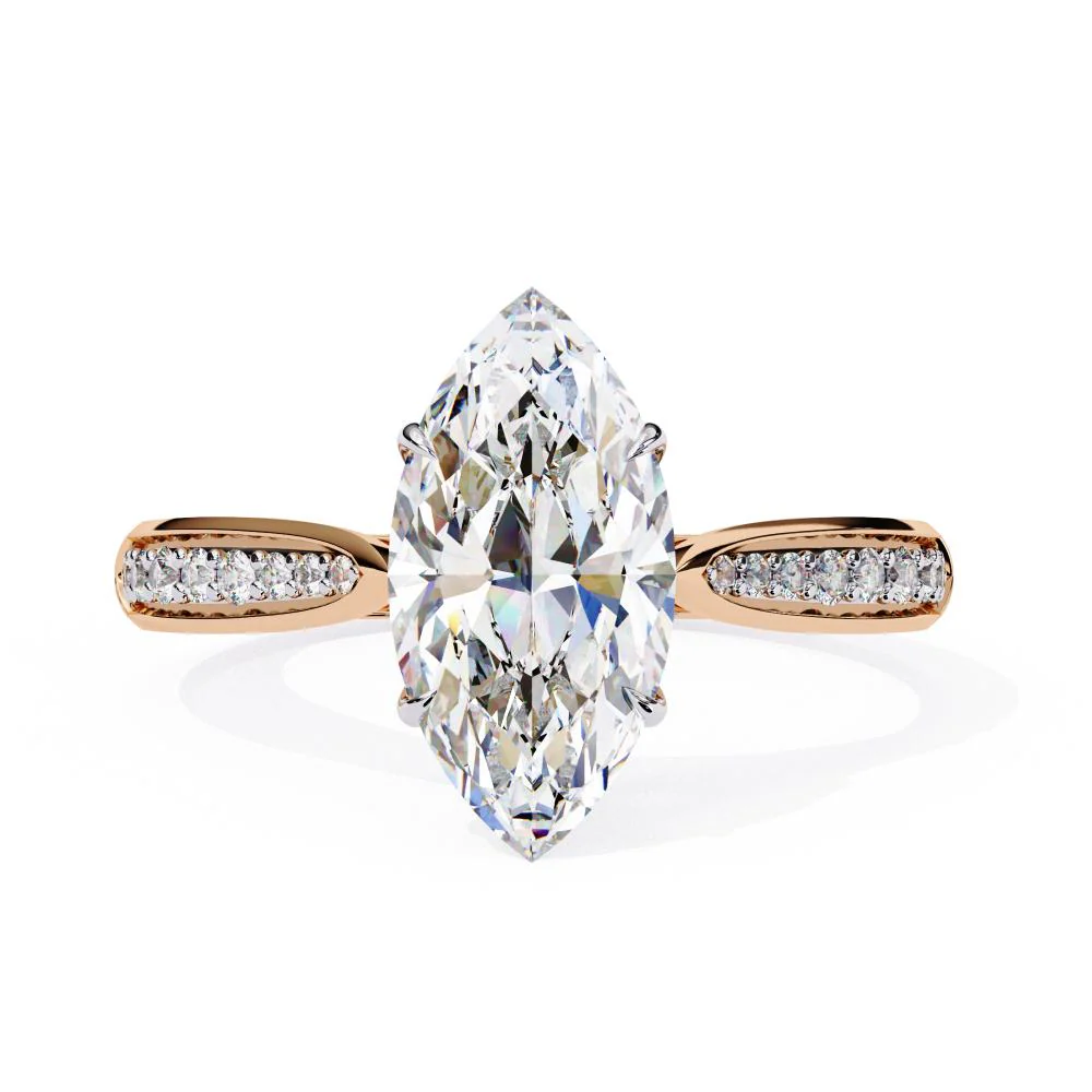 Marquise Hidden Accent with Pointer Band Engagement Ring - Image 2