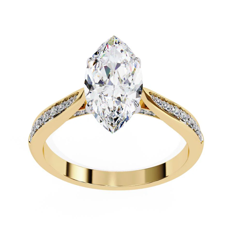 Marquise Hidden Accent with Pointer Band Engagement Ring - Image 5
