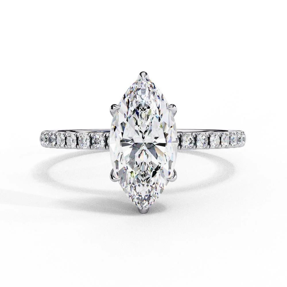 Marquise Hidden Halo with Pave Engagement ring - Image 3