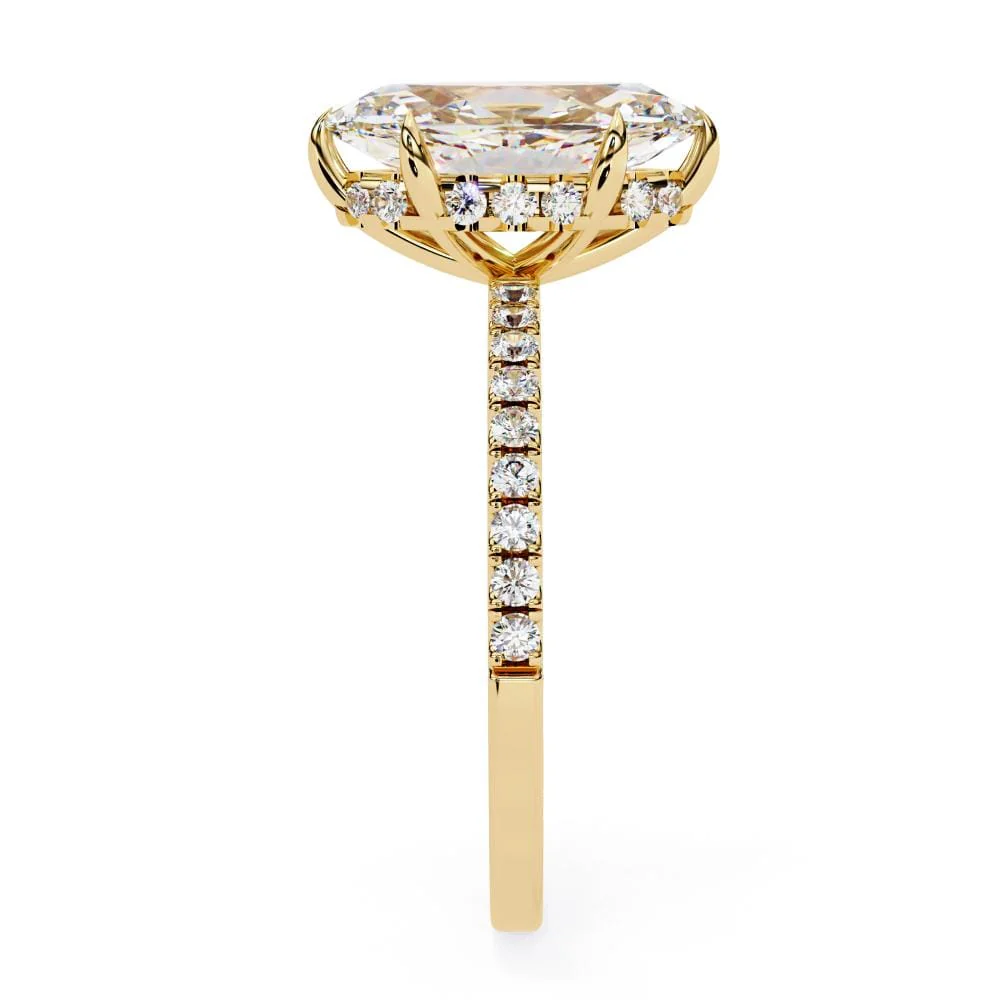 Marquise Hidden Halo with Pave Engagement ring - Image 7