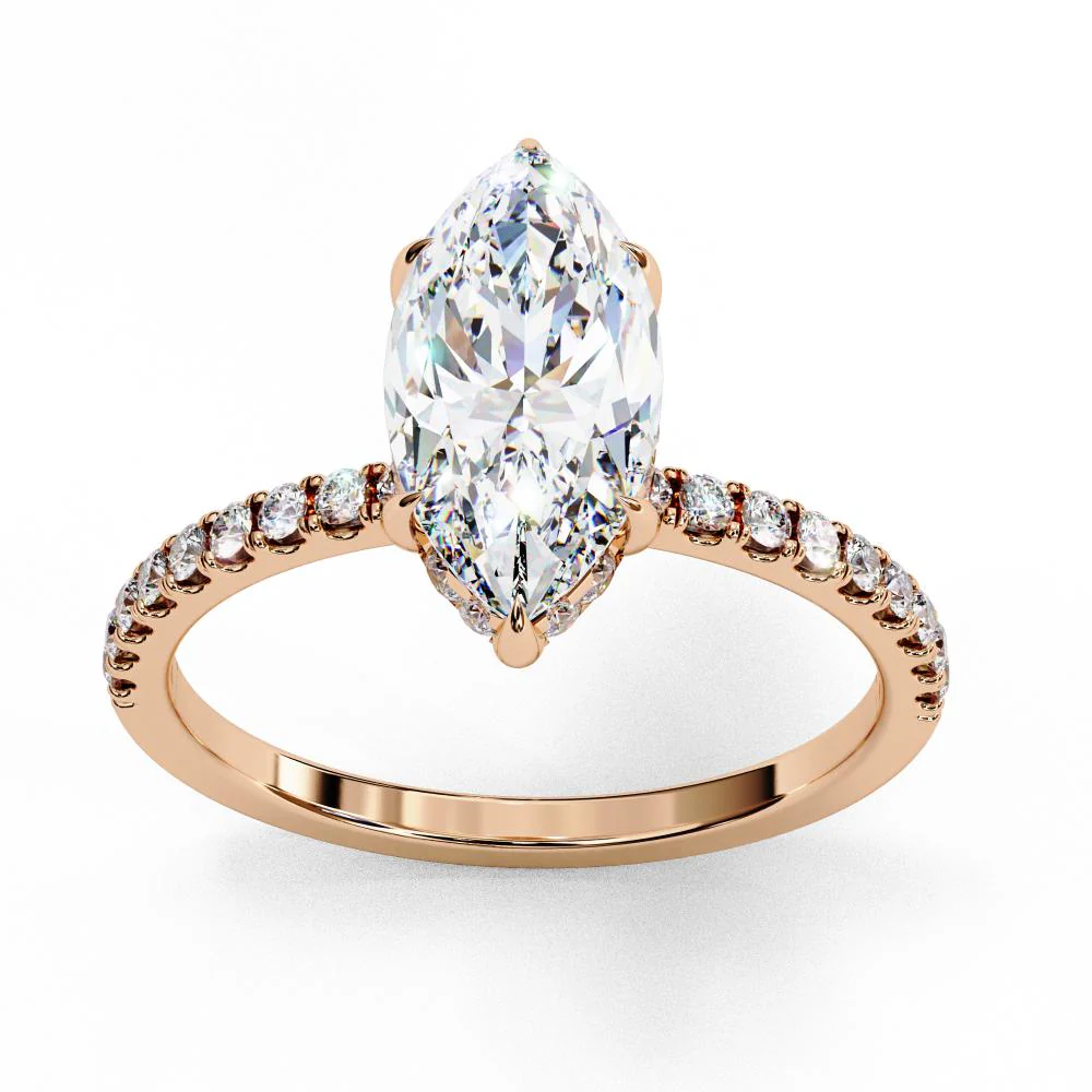 Marquise Hidden Halo with Pave Engagement ring - Image 8