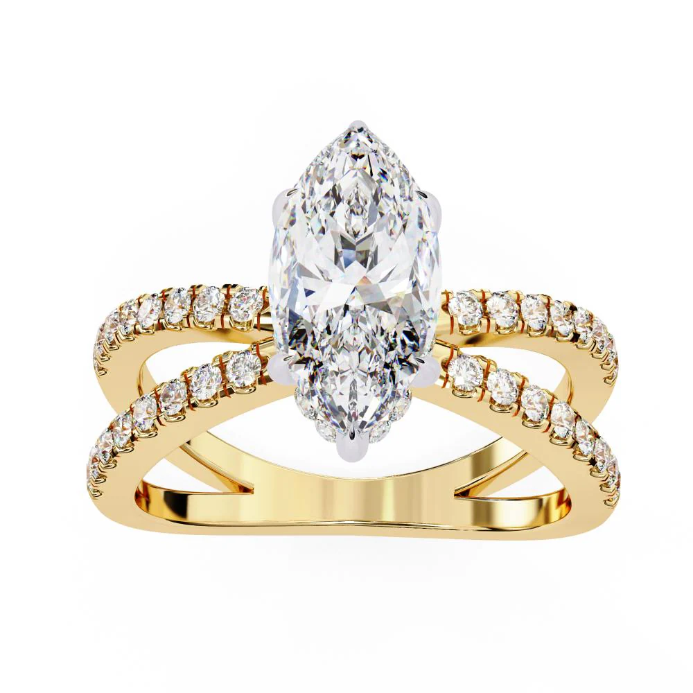 Marquise Hidden Halo With Split Shank Engagement Ring - Image 5