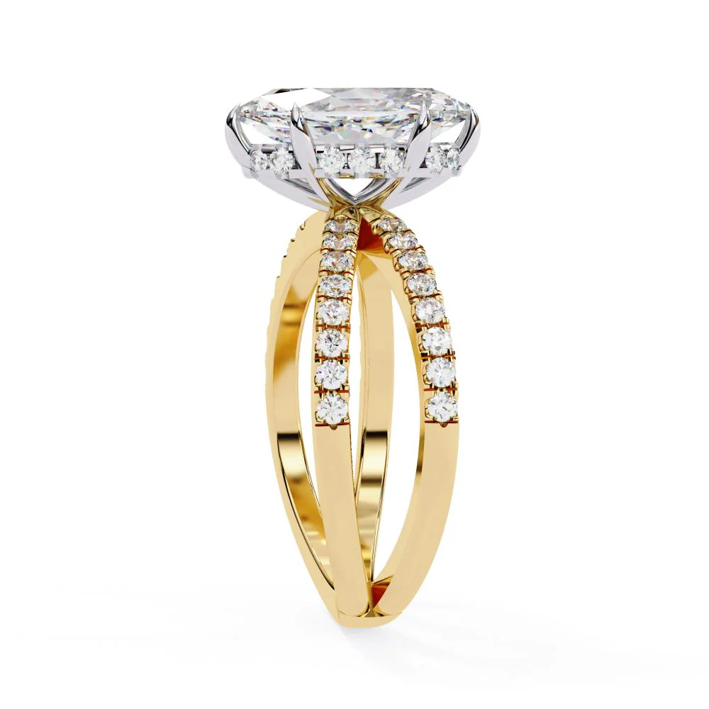 Marquise Hidden Halo With Split Shank Engagement Ring - Image 7