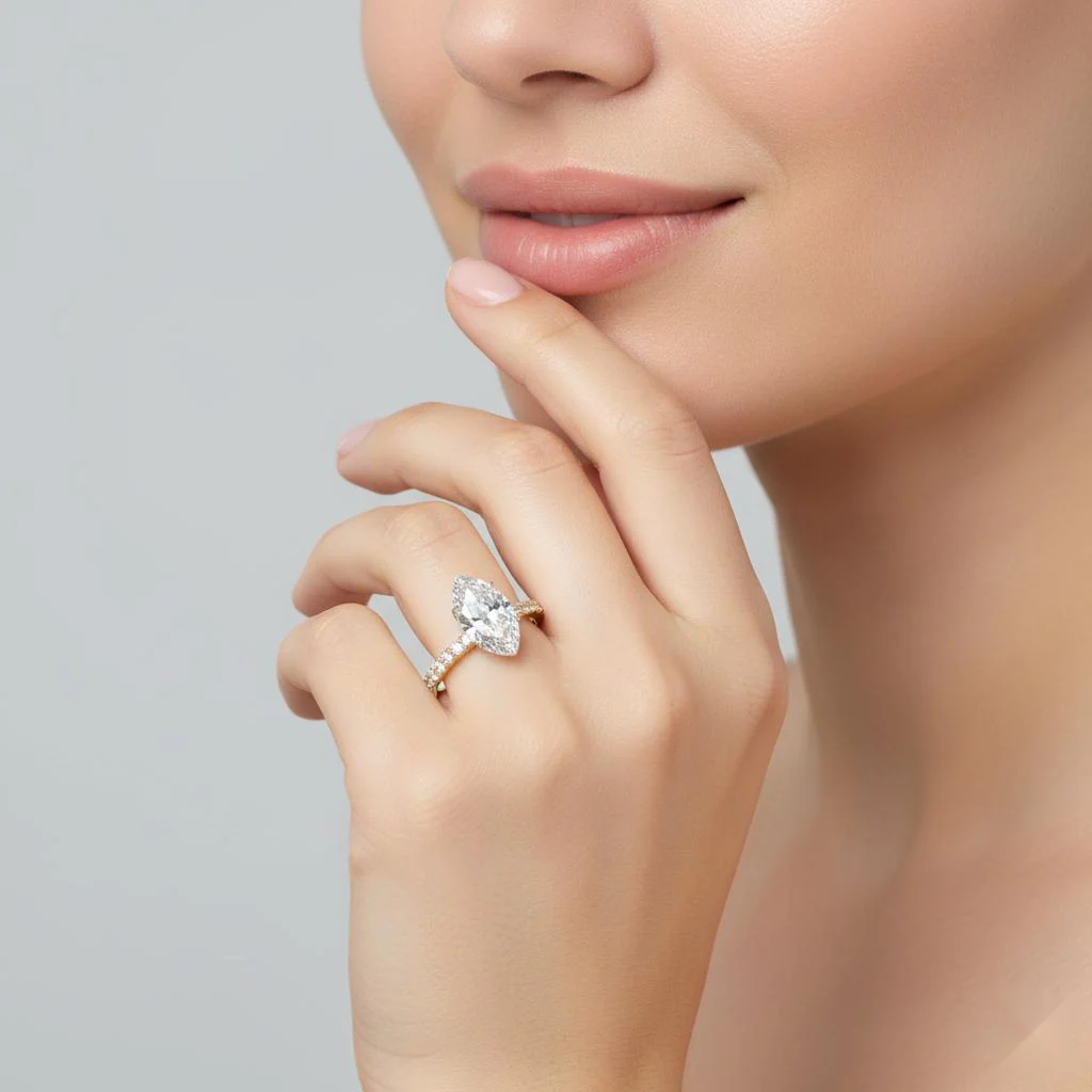 Marquise Mystic Secret Halo Engagement ring - Image 4