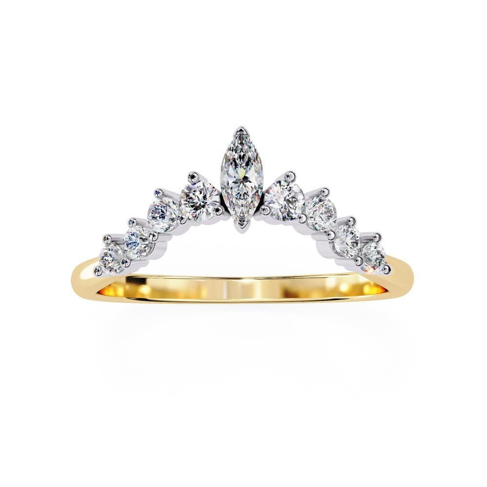 Marquise Round Curved Wedding Band - Image 5
