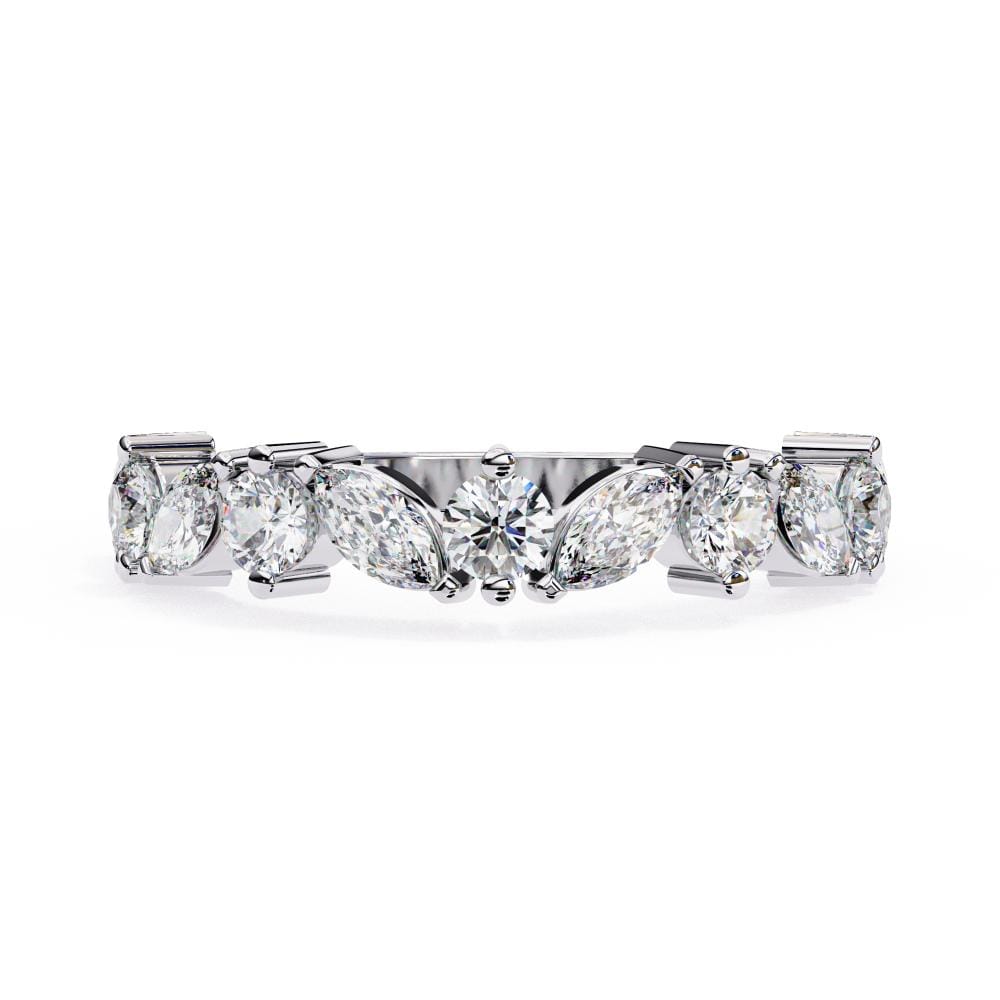 Marquise Round half Eternity Wedding Band - Image 3