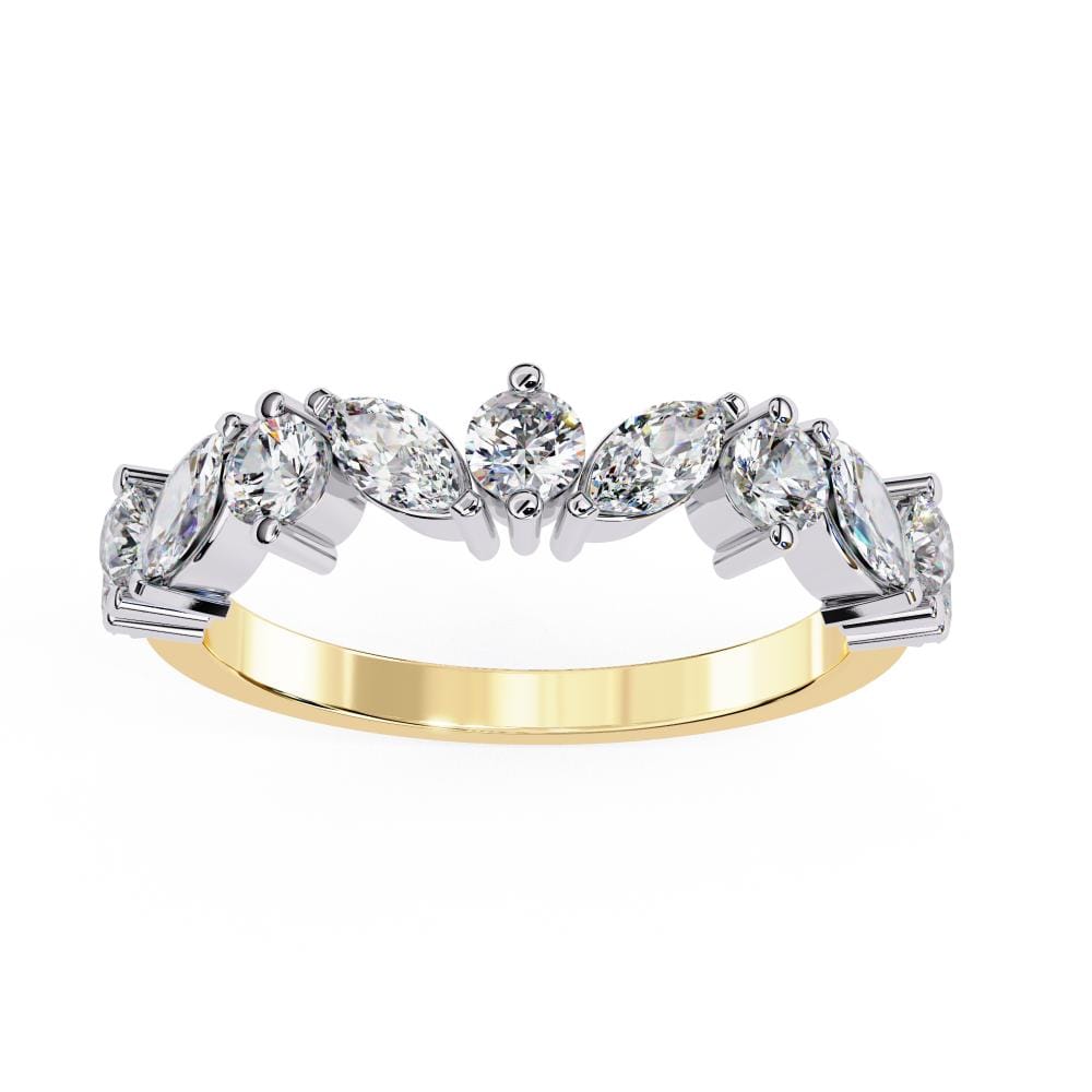 Marquise Round half Eternity Wedding Band - Image 5
