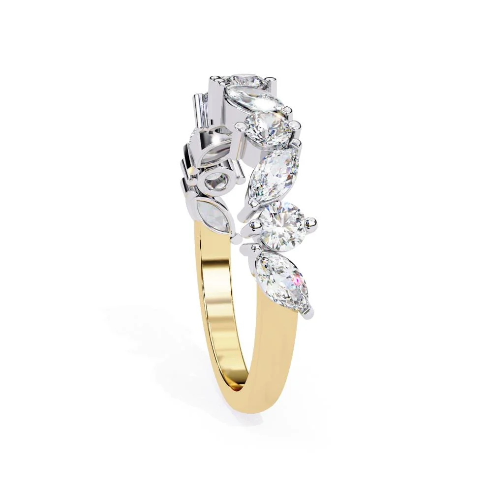 Marquise Round half Eternity Wedding Band - Image 7