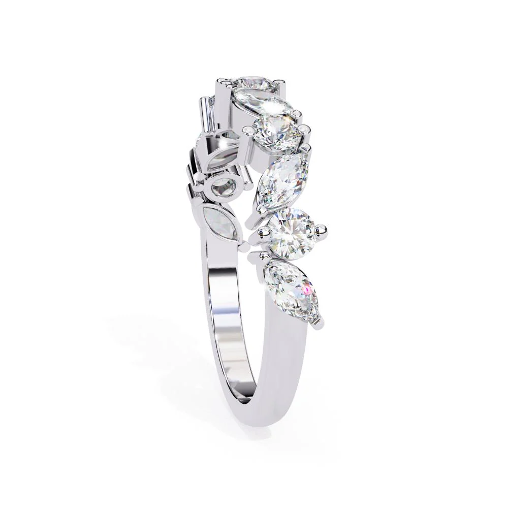 Marquise Round half Eternity Wedding Band - Image 8