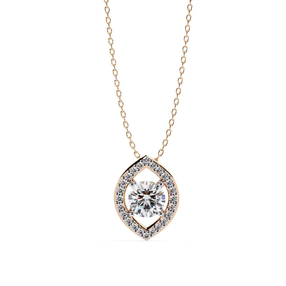 Marquise Shape Pendant With Round Stone - Image 2