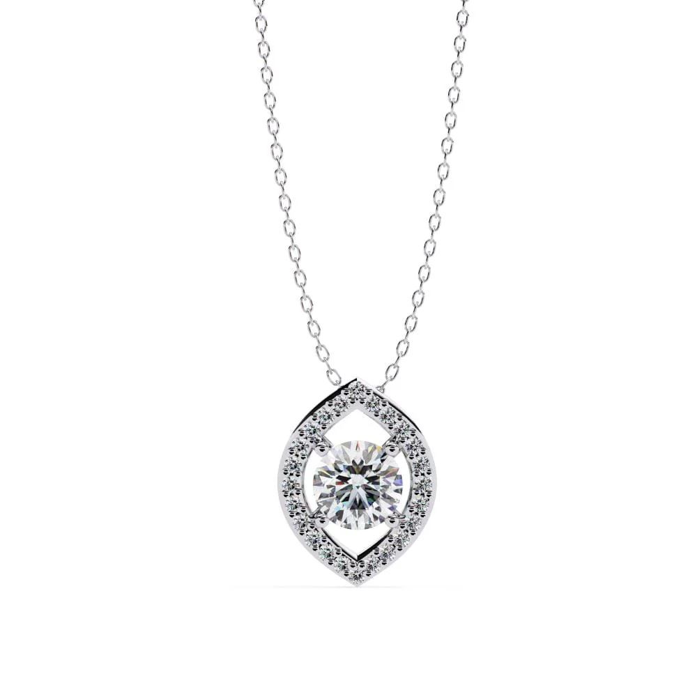 Marquise Shape Pendant With Round Stone - Image 3