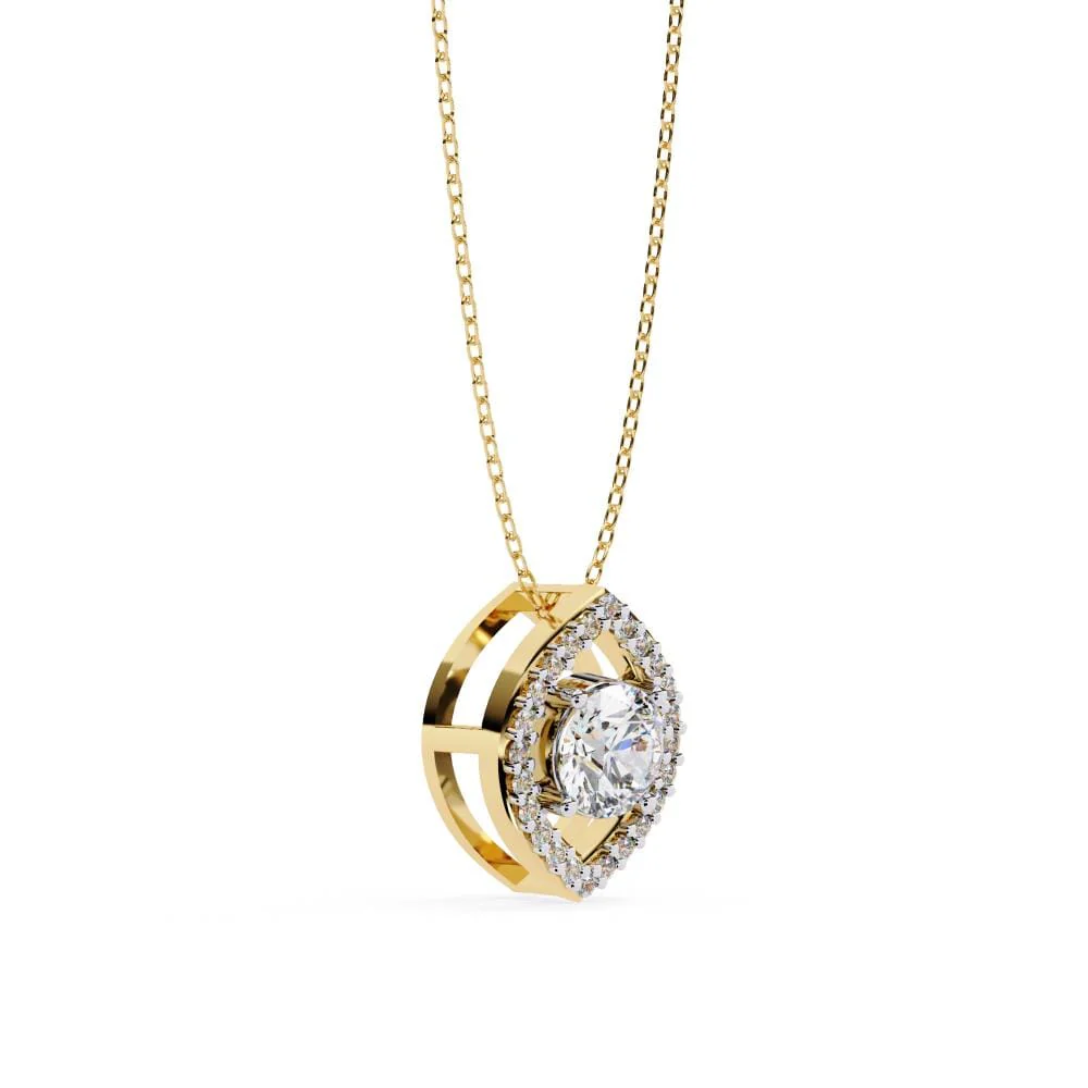 Marquise Shape Pendant With Round Stone - Image 6