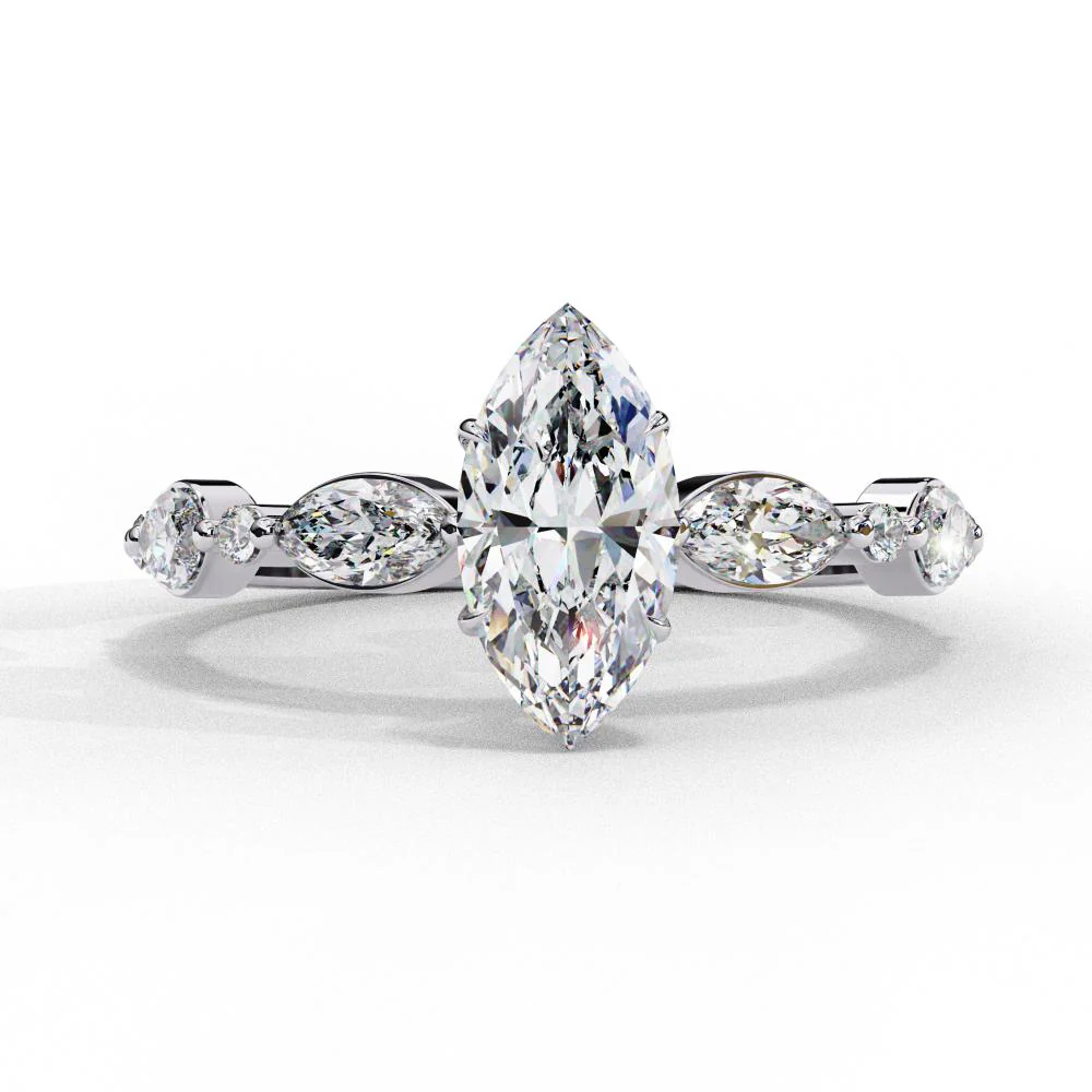 Marquise Solitaire With Accent Engagement Ring - Image 3