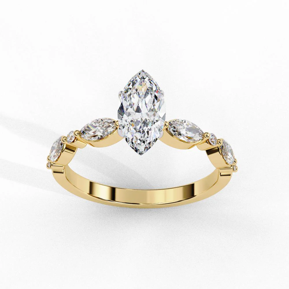 Marquise Solitaire With Accent Engagement Ring - Image 5