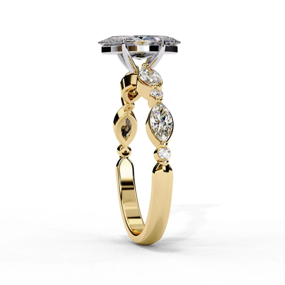 Marquise Solitaire With Accent Engagement Ring - Image 7