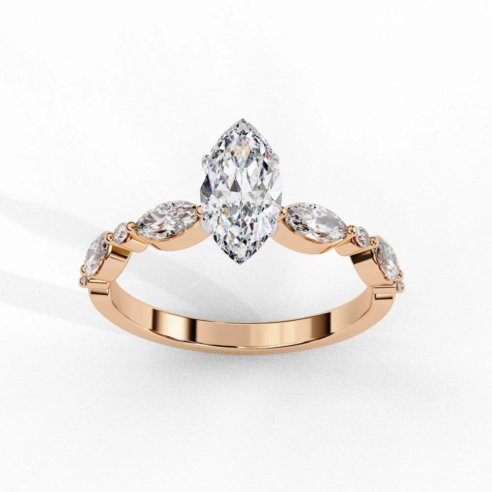 Marquise Solitaire With Accent Engagement Ring - Image 8