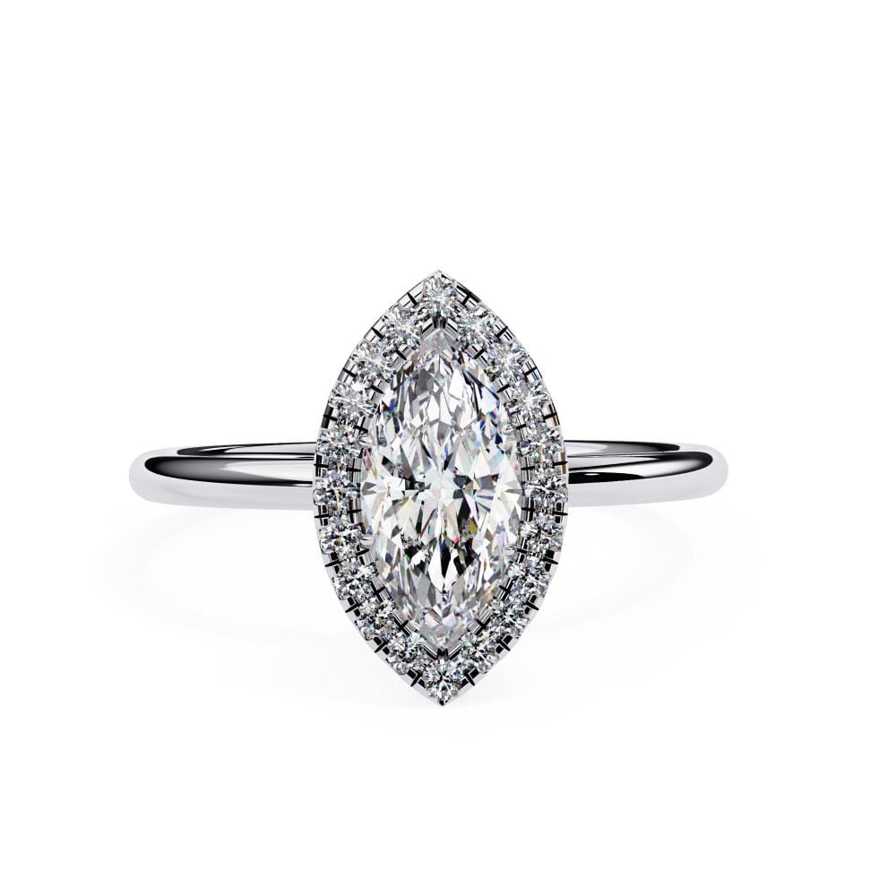 Marquise Solitaire with Halo Engagement ring - Image 3