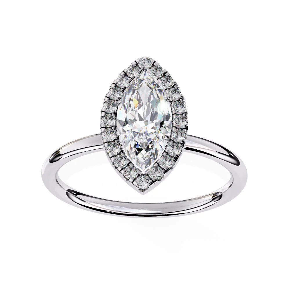 Marquise Solitaire with Halo Engagement ring - Image 8
