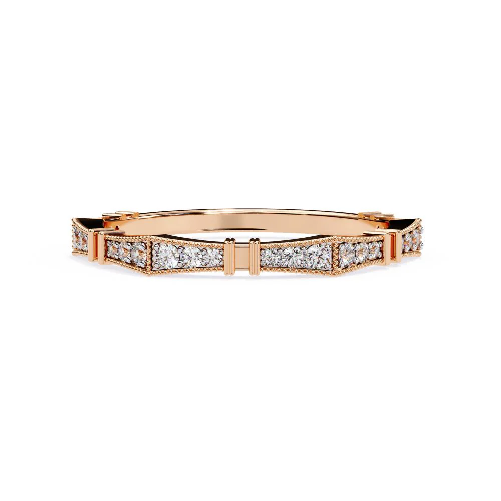 Milgrain Half Eternity Wedding Band - Image 2