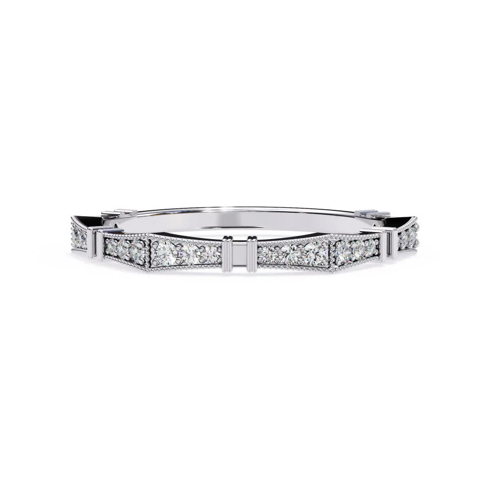 Milgrain Half Eternity Wedding Band - Image 3