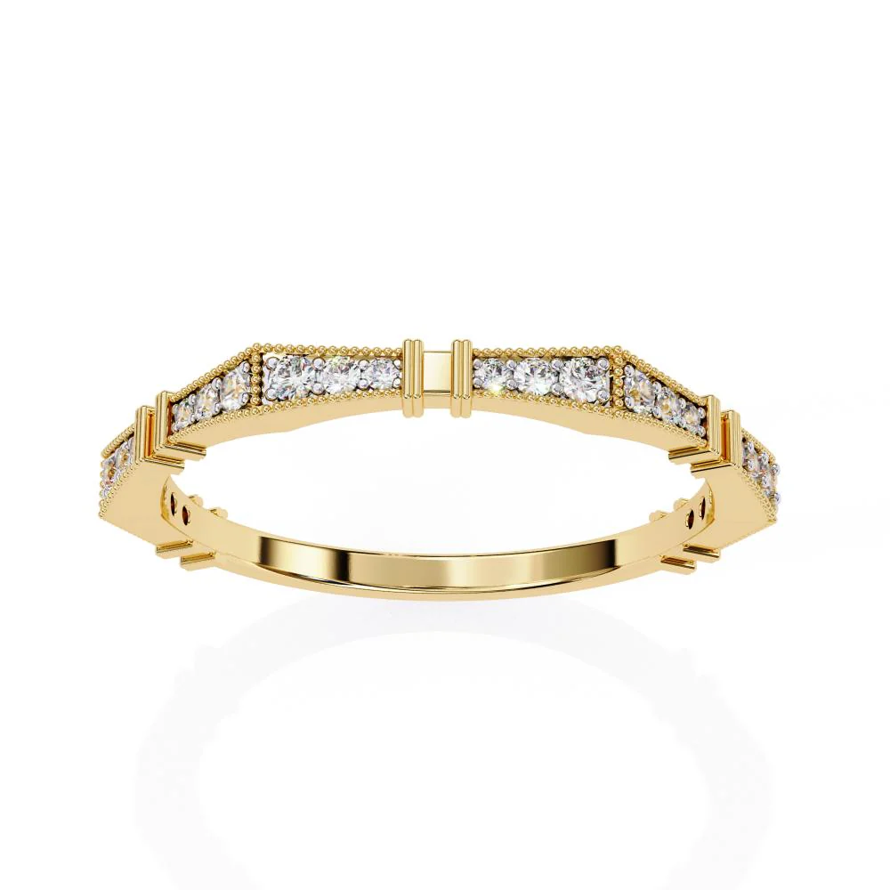Milgrain Half Eternity Wedding Band - Image 5