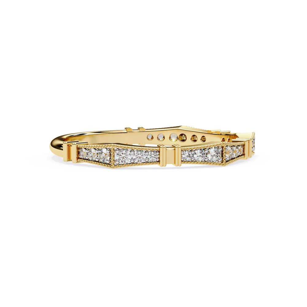 Milgrain Half Eternity Wedding Band - Image 6