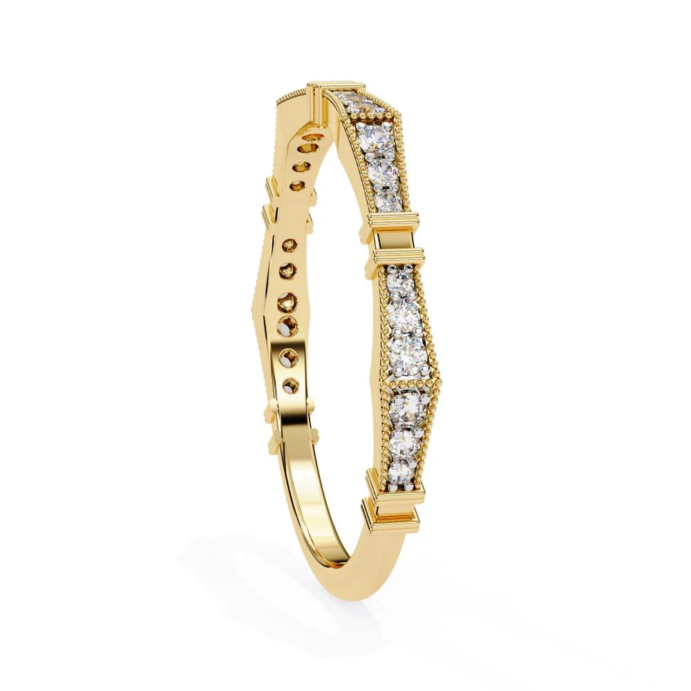 Milgrain Half Eternity Wedding Band - Image 8