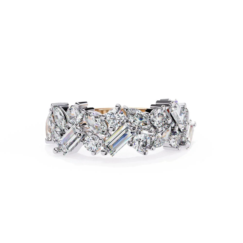 Multi Shape Stone Half Eternity Wedding Band - Image 2
