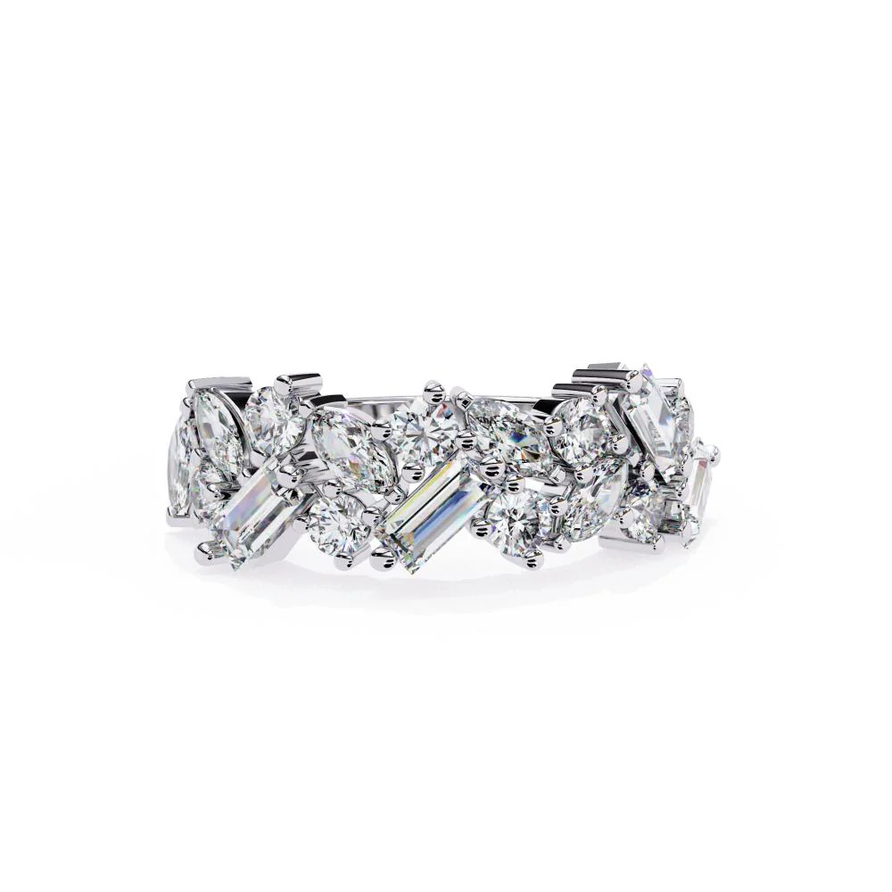 Multi Shape Stone Half Eternity Wedding Band - Image 3