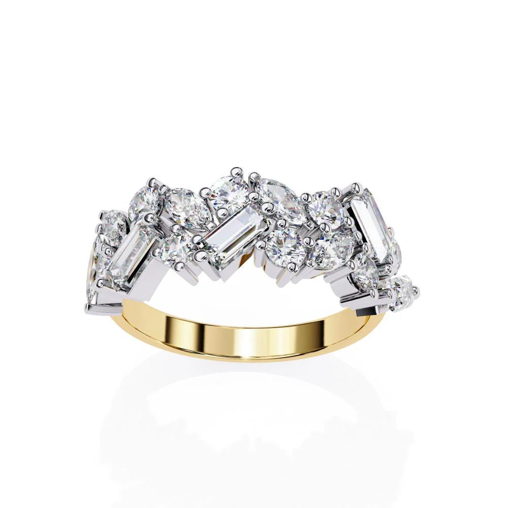 Multi Shape Stone Half Eternity Wedding Band - Image 5